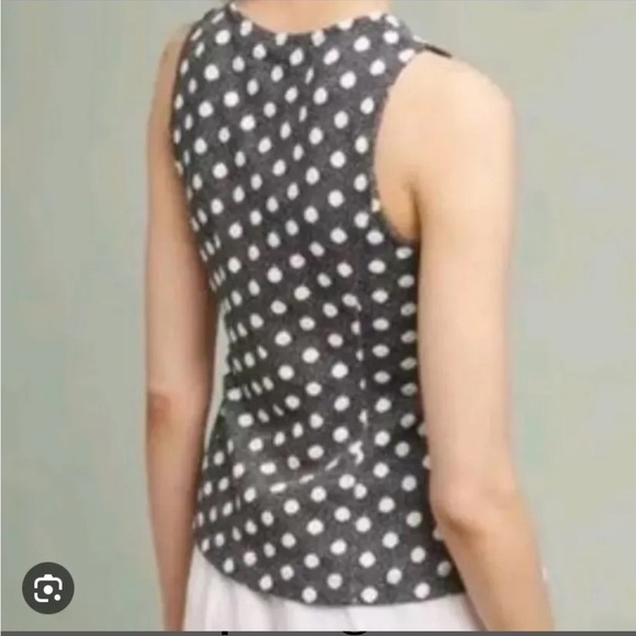 Anthropologie Maeve Polka Dot Jacquard V-Neck Tank Top Sleeveless Size S - Picture 3 of 13